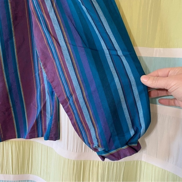 Vintage Puff Sleeve Striped Button Down Blouse Ulla Johnson Style Sz Medium - Picture 6 of 8